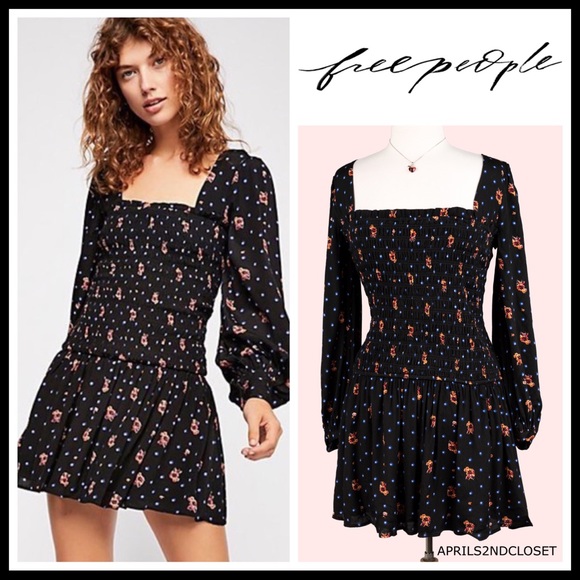 FREE PEOPLE BOHO FLOWY LONG SLEEVES MINI DRESS A2C - Picture 2 of 16